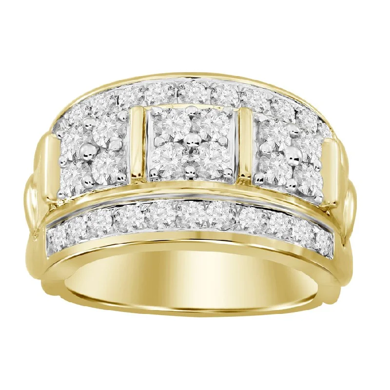 Women’s sparkling ring-MEN'S RING 2.00CT ROUND DIAMOND 10K YELLOW GOLD