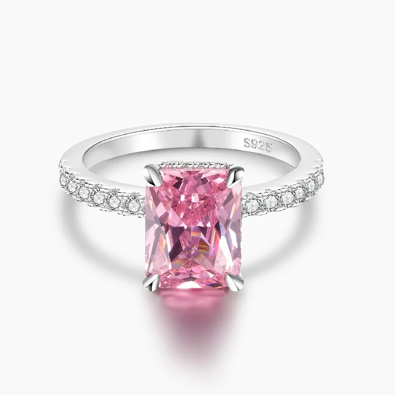 Women’s high-end ring-925 Sterling Silver Radiant Pink Cubic Zirconia Ring