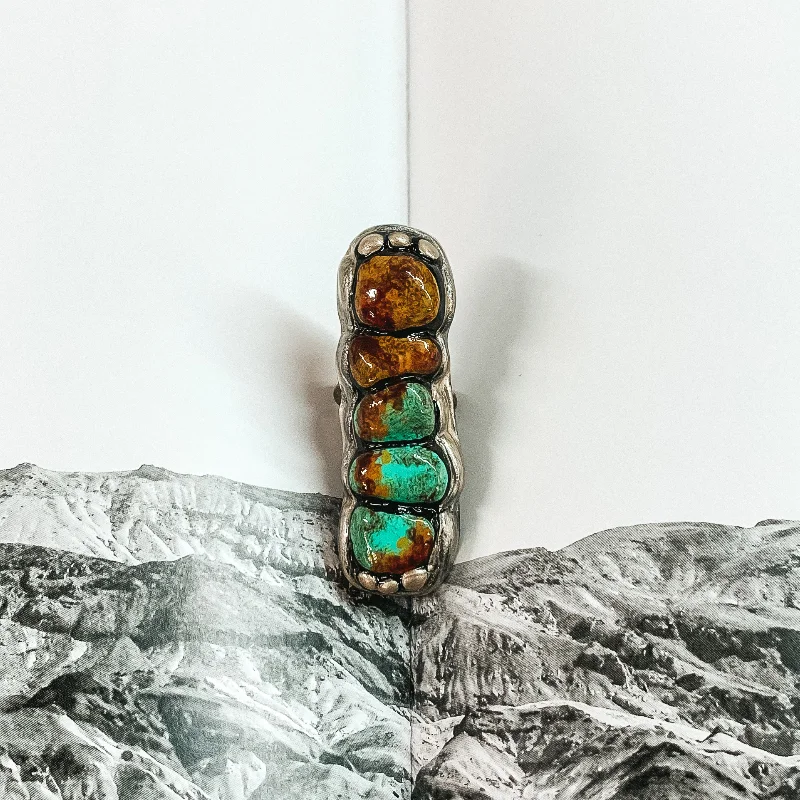 Women’s dangle earrings-Boho Stacked Clay Adjustable Ring in Turquoise