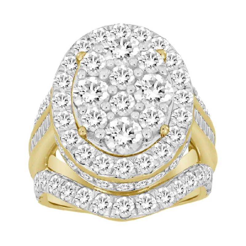 Women’s stackable engagement ring-LADIES RING 5.00CT ROUND/BAGUETTE DIAMOND 10K YELLOW GOLD