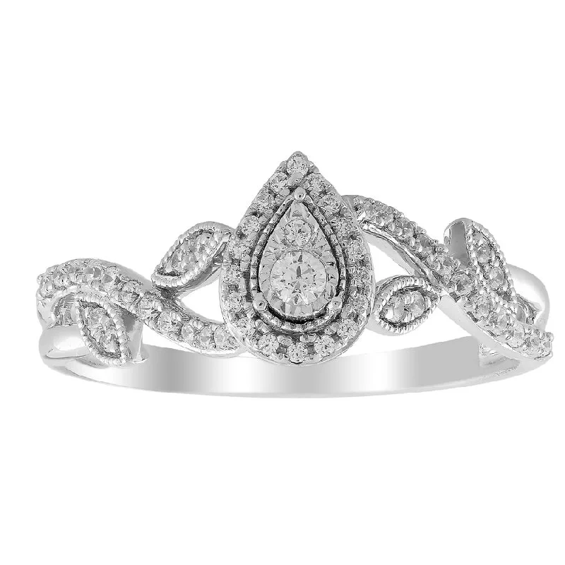 Women’s custom ring-LADIES RING 0.25CT ROUND DIAMOND 10K WHITE GOLD