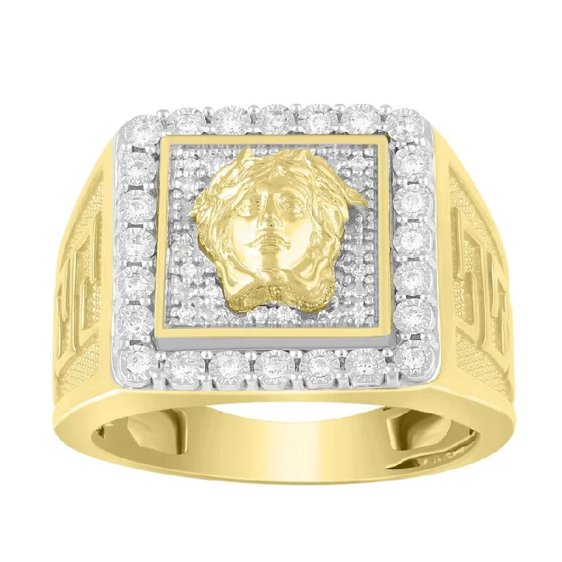 Women’s stackable diamond rings-MEN'S RING 0.25CT ROUND DIAMOND 10K YELLOW GOLD