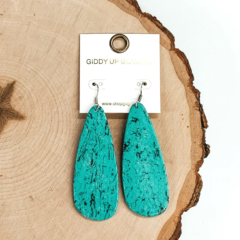 Women’s luxury crystal earrings-Set in Stone Teardrop Cutout Earrings in Turquoise