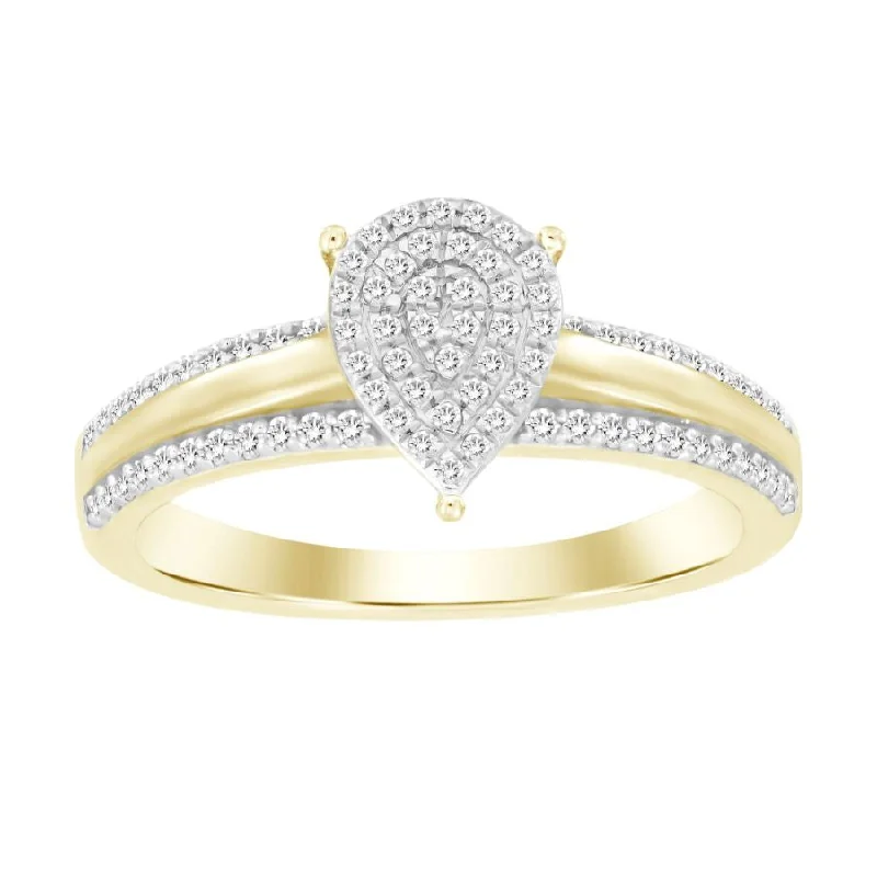 Women’s high-quality diamond ring-LADIES RING 0.25CT ROUND DIAMOND YELLOW GOLD/STERLING SILVER