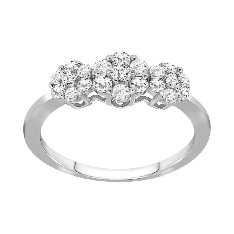 Women’s gemstone-studded ring-LADIES RING 0.50CT ROUND DIAMOND 10K WHITE GOLD