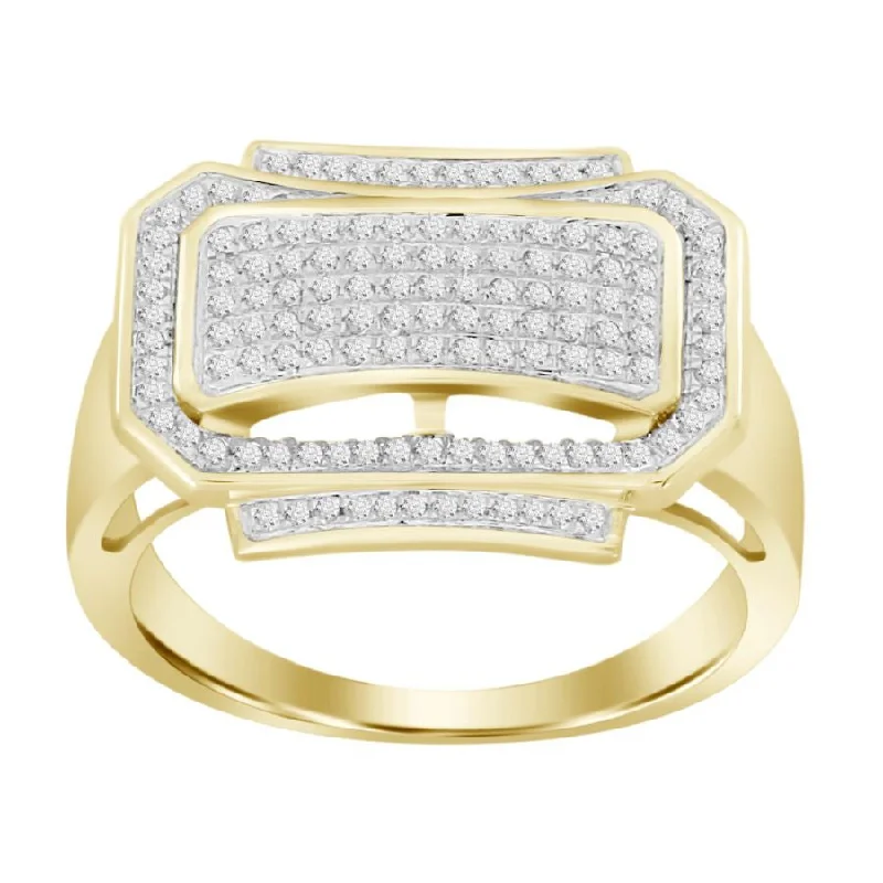 Women’s chunky ring-MEN'S RING 0.50CT ROUND DIAMOND 10K YELLOW GOLD