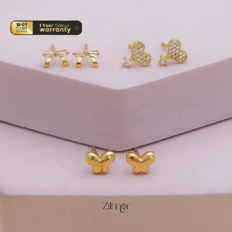 Women’s hoop earrings-PE101848  - Gold tone AD Stone Combo stud Earrings