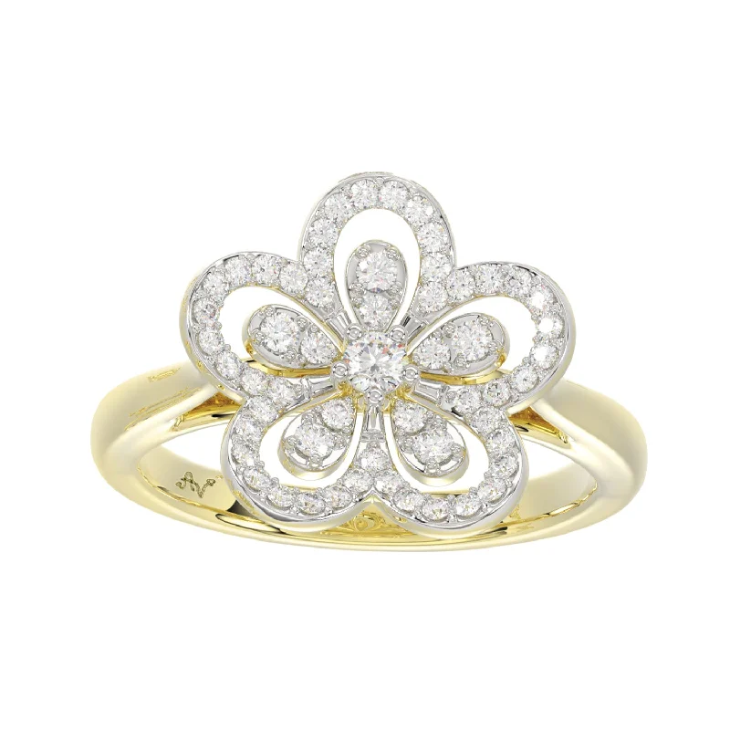 Women’s fashion jewelry ring-LADIES RING 0.33CT ROUND DIAMOND 14K YELLOW GOLD