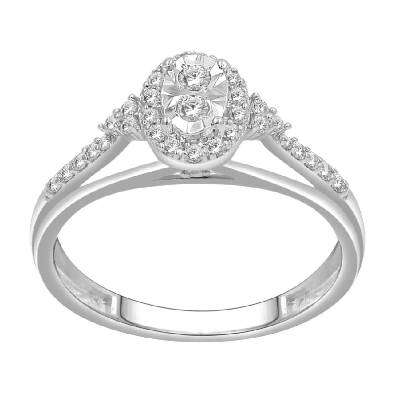 Women’s sterling silver ring-LADIES RING 0.25CT ROUND DIAMOND 10K WHITE GOLD