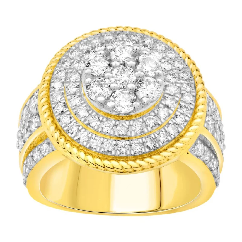 Women’s delicate gold ring-MEN'S RING 3.00CT ROUND DIAMOND 10K YELLOW GOLD