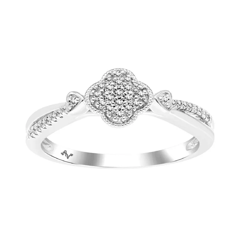 Women’s minimalist ring-LADIES RING 0.15CT ROUND DIAMOND 10K WHITE GOLD