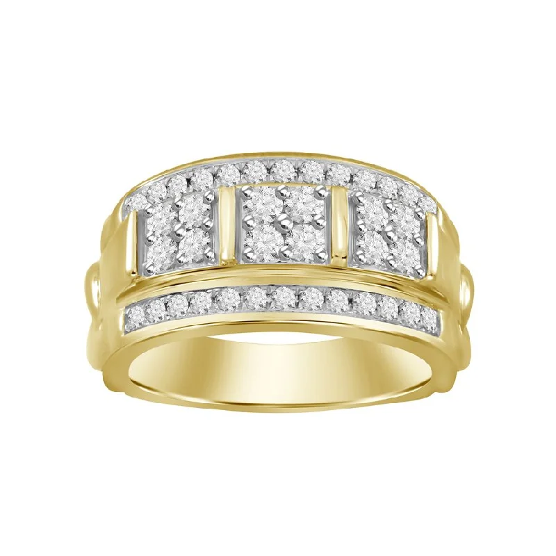 Women’s engagement ring-MEN'S RING 1.00CT ROUND DIAMOND 10K YELLOW GOLD