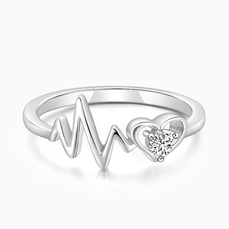 Women’s eternity ring-925 Sterling Silver Heartbeat Ring