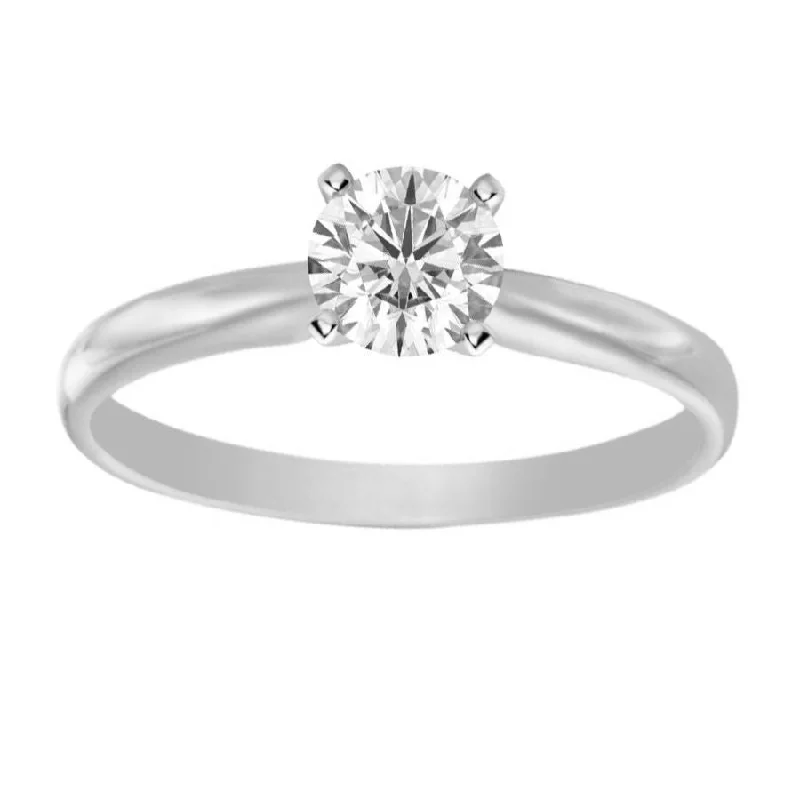 Women’s radiant diamond ring-LADIES SOL RING 0.10CT ROUND DIAMOND 14K WHITE GOLD