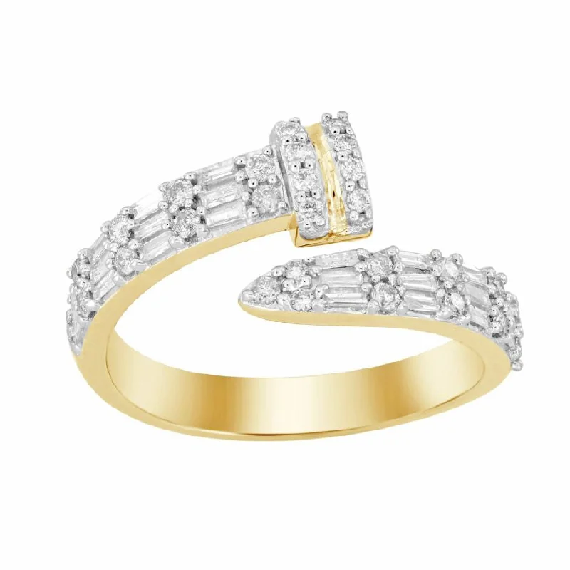 Women’s bridal ring-LADIES RING 0.40CT BAGUETTE/ROUND DIAMOND 10K YELLOW GOLD