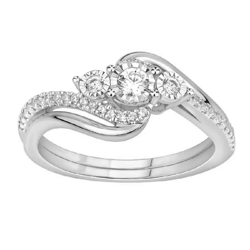 Women’s gemstone-studded ring-LADIES RING 0.33CT ROUND DIAMOND 10K WHITE GOLD