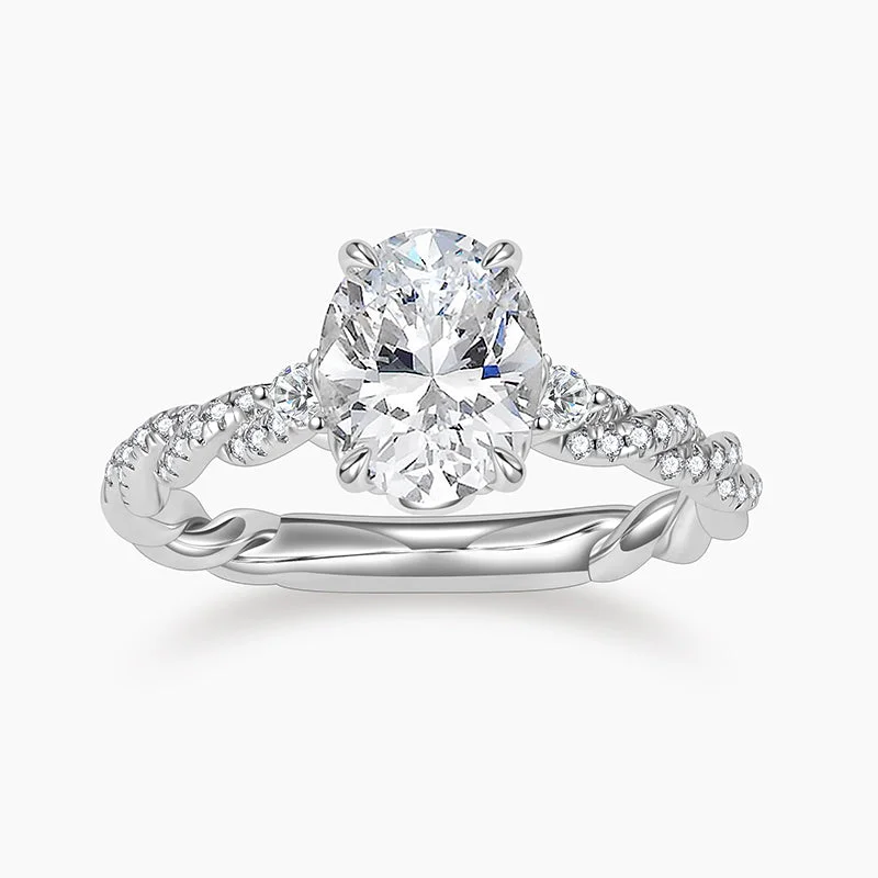 Women’s round cut engagement ring-925 Oval Cut Sterling Silver Bridal Rings