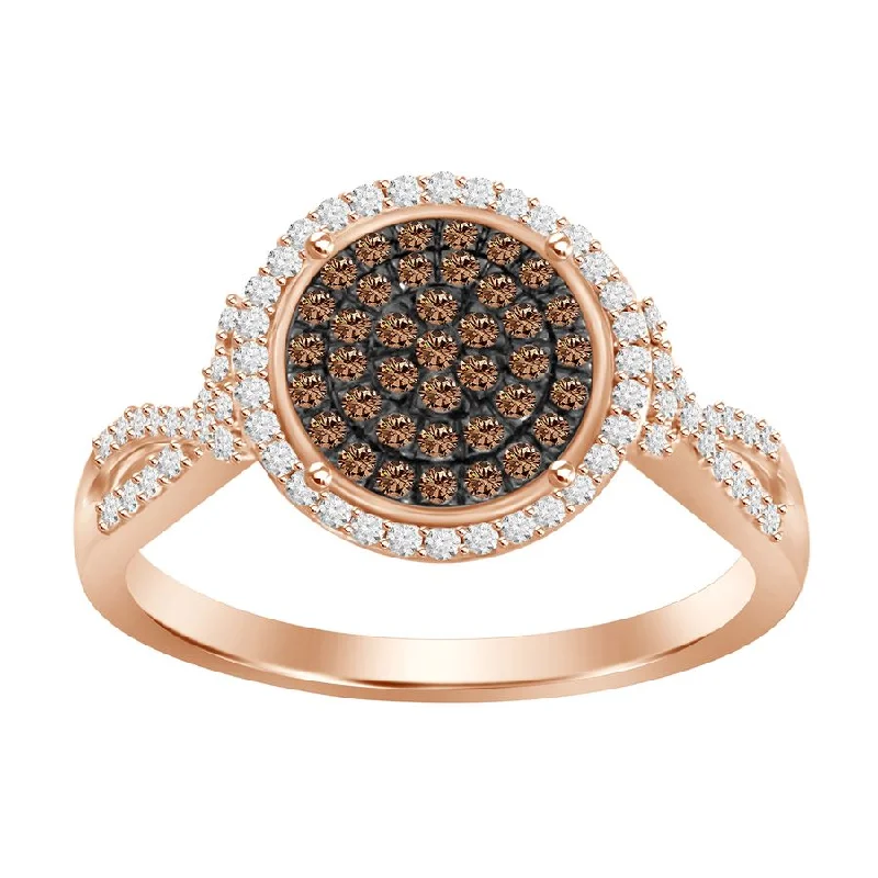 Women’s multi-stone ring-LADIES RING 0.40CT ROUND DARK BROWN DIAMOND 14K ROSE GOLD (SI QUALITY)