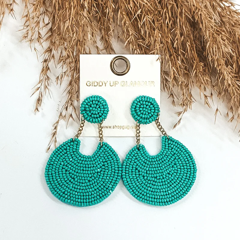 Women’s glamorous earrings-Mini Pure Perfection Seed Bead 2 Tiered Drop Earrings in Turquoise