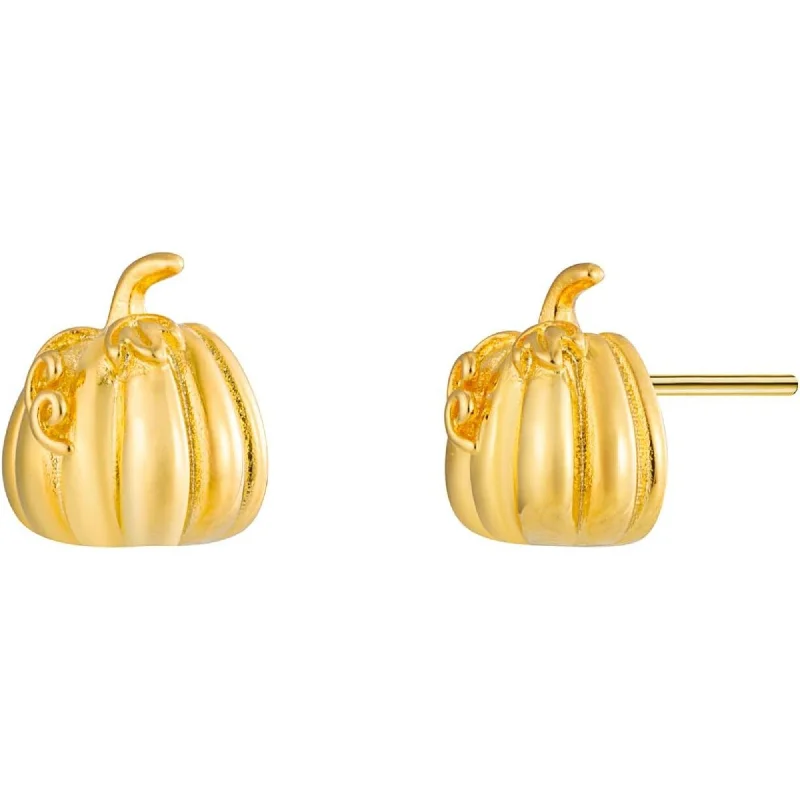 Women’s precious stone earrings-2D Autumn Gold Pumpkin Stud Earrings