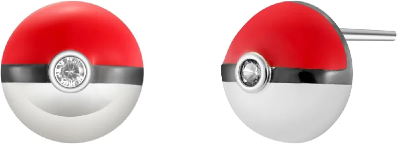 Women’s personalized earrings-Pokeball Earrings Studs