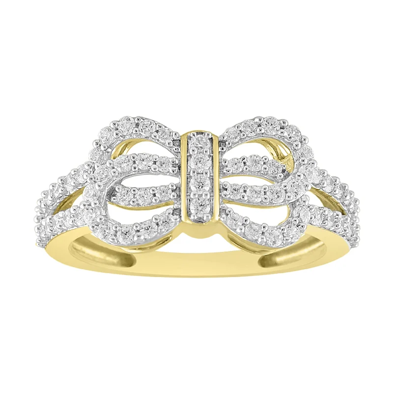 Women’s stackable silver rings-LADIES RING 0.50CT ROUND DIAMOND 14K YELLOW GOLD