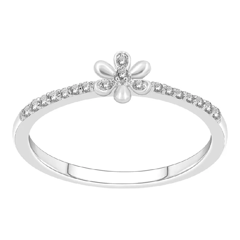 Women’s classic diamond ring-LADIES RING 0.10CT ROUND DIAMOND 10K WHITE GOLD