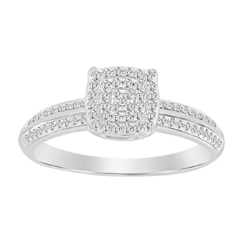 Women’s birthstone ring-LADIES RING 0.20CT ROUND DIAMOND 10K WHITE GOLD