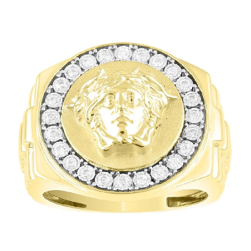 Women’s gemstone wedding ring-MEN'S RING 0.25CT ROUND DIAMOND 10K YELLOW GOLD