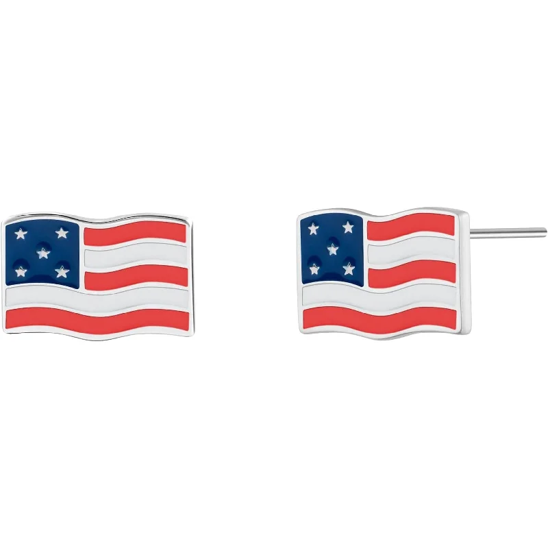 Women’s minimalist hoop earrings-USA Flag Stud Earrings