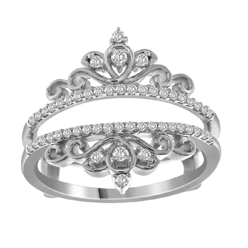 Women’s luxury wedding ring-LADIES RING 0.25CT ROUND DIAMOND 14K WHITE GOLD