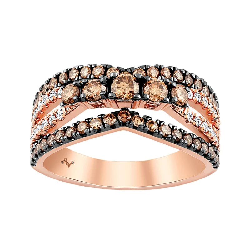 Women’s luxury ring with sapphires-LADIES RING 1.00CT ROUND DIAMOND 14K ROSE GOLD