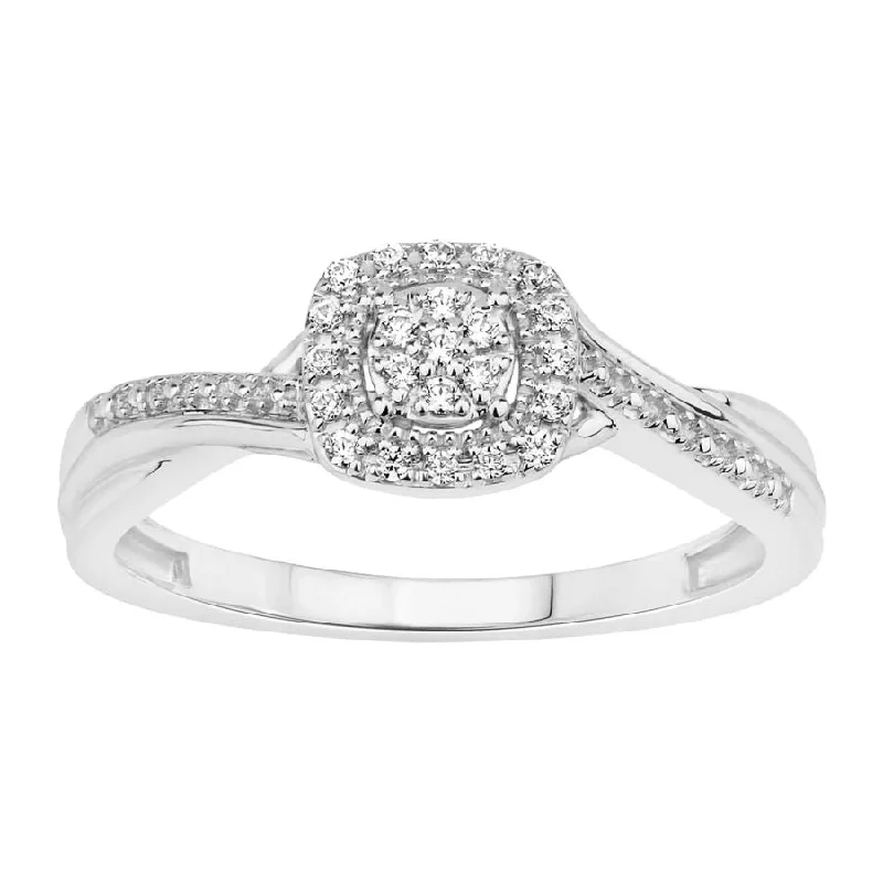 Women’s antique ring-LADIES RING 0.10CT ROUND DIAMOND 10K WHITE GOLD