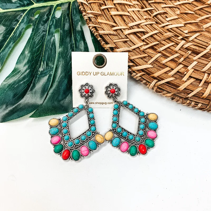 Women’s hand-crafted earrings-Western Chandelier Earrings in Multi