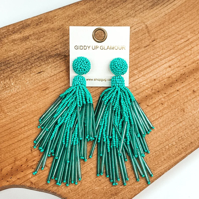 Women’s anniversary earrings-Tropical Days Ahead Beaded Dangle Earrings in Turquoise