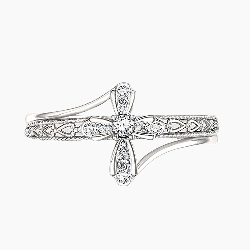 Women’s dainty ring-Handcrafted Cross Sterling Silver Amulet Ring