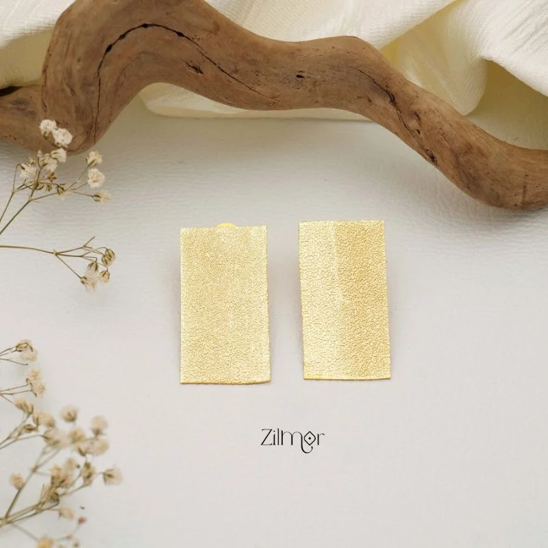 Women’s art deco earrings-Rectangle Brass Stud Earrings - AS100732