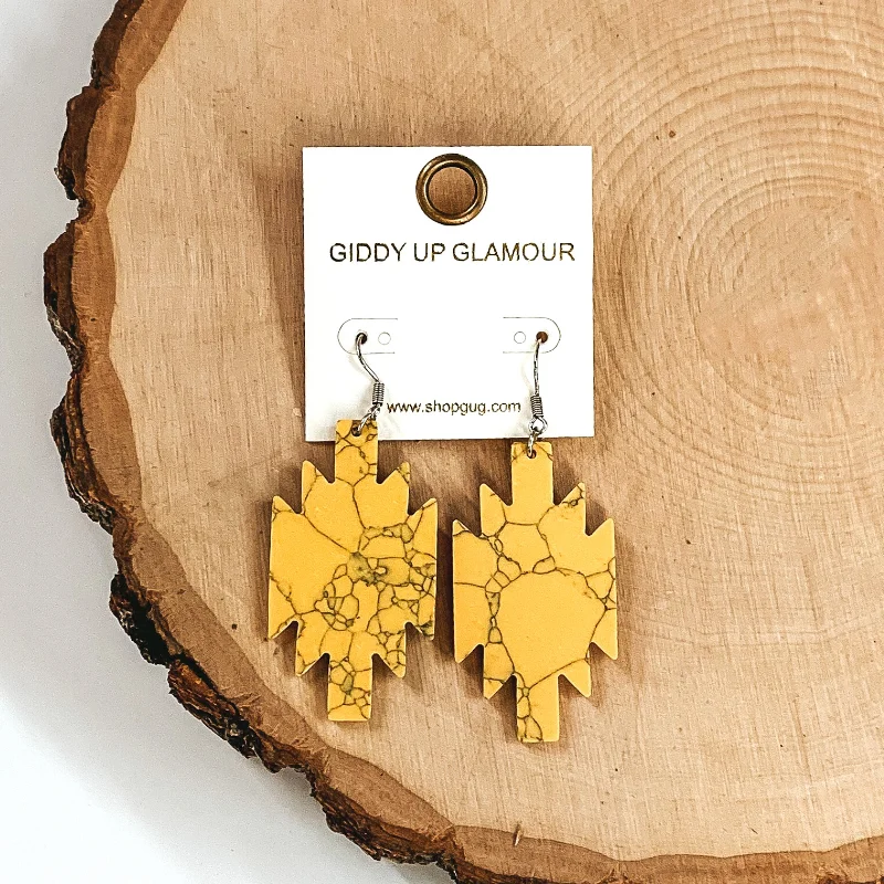 Women’s handmade diamond earrings-Stone Cold Aztec Cutout Earrings in Yellow