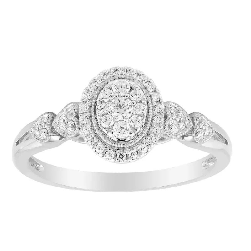 Women’s engagement ring-LADIES RING 0.25CT ROUND DIAMOND 10K WHITE GOLD