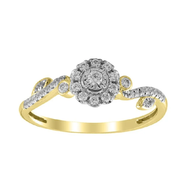 Women’s gold ring-LADIES RING 0.25CT ROUND DIAMOND 14K YELLOW GOLD