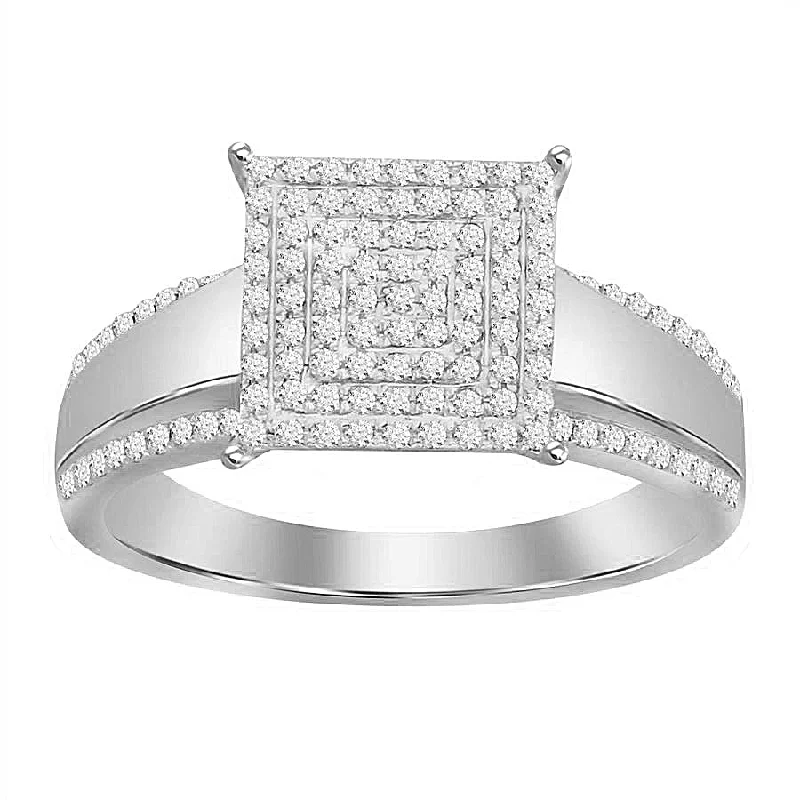 Women’s rare gemstone ring-LADIES RING 0.33CT ROUND DIAMOND 10K WHITE GOLD