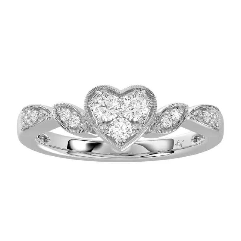 Women’s bold statement ring-LADIES RING 0.25CT ROUND DIAMOND 14K WHITE GOLD