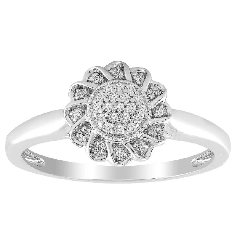 Women’s classic solitaire engagement ring-LADIES RING 0.10CT ROUND DIAMOND 10K WHITE GOLD