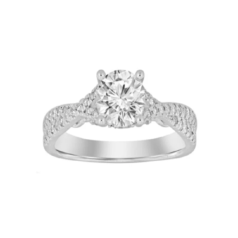 Women’s silver gemstone ring-LADIES RING 1.33CT ROUND DIAMOND 14K WHITE GOLD (CENTER STONE 1.00CT ROUND DIAMOND)