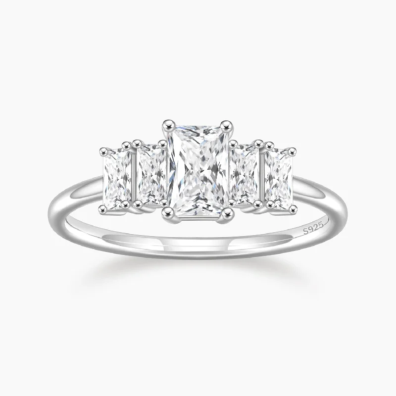 Women’s vintage-style wedding band-Radiant Cut Birthstone Dainty Ring