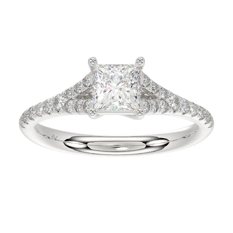 Women’s bold cocktail ring-LADIES RING 1.00CT PRINCESS /ROUND DIAMOND 14K WHITE GOLD