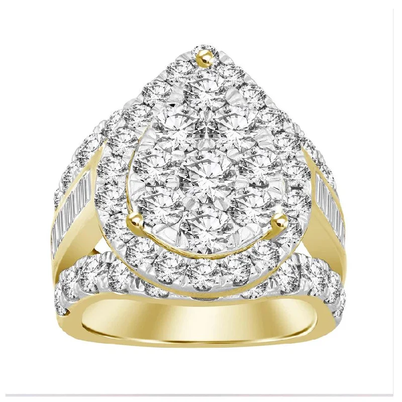 Women’s diamond solitaire ring-LADIES RING 5.00CT ROUND/BAGUETTE DIAMOND 10K YELLOW GOLD