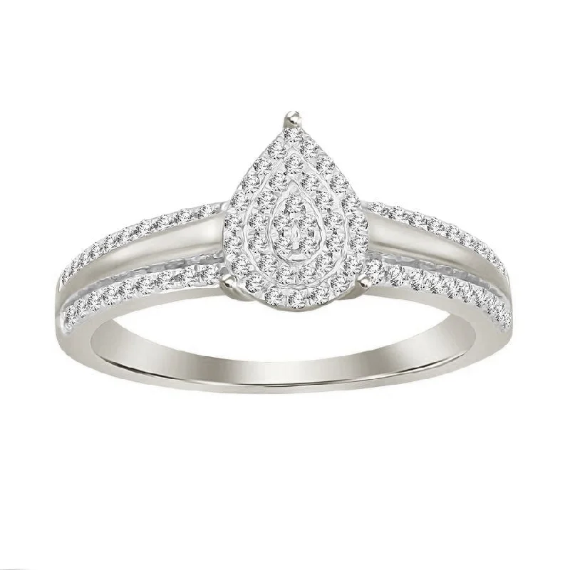 Women’s luxury ring-LADIES RING 0.20CT ROUND DIAMOND 10K WHITE GOLD