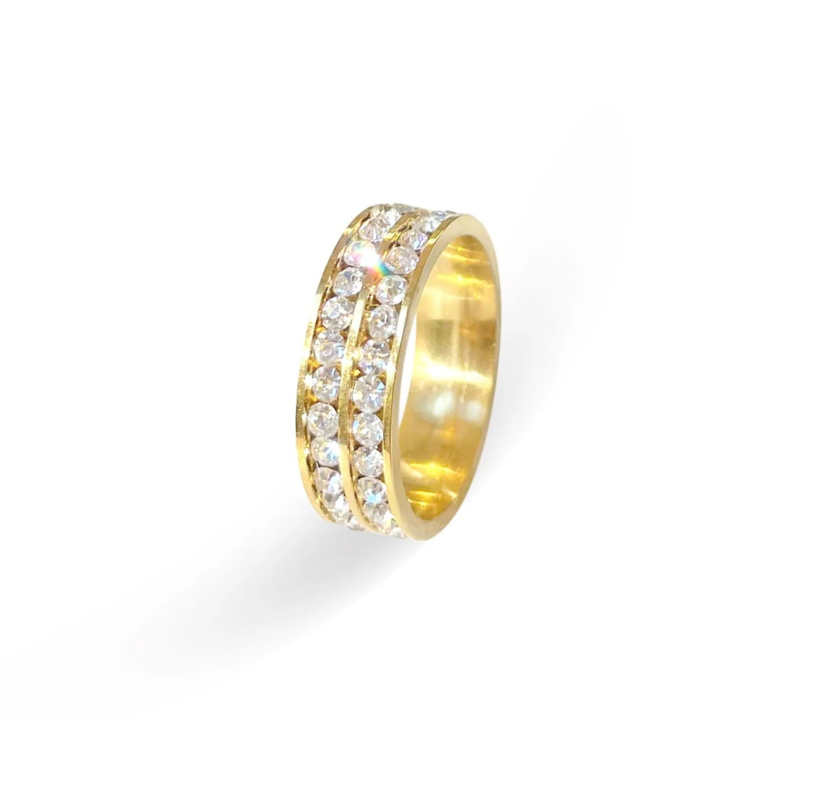 Women’s oval-shaped diamond ring-GOLD DOUBLE ETERNITY RING