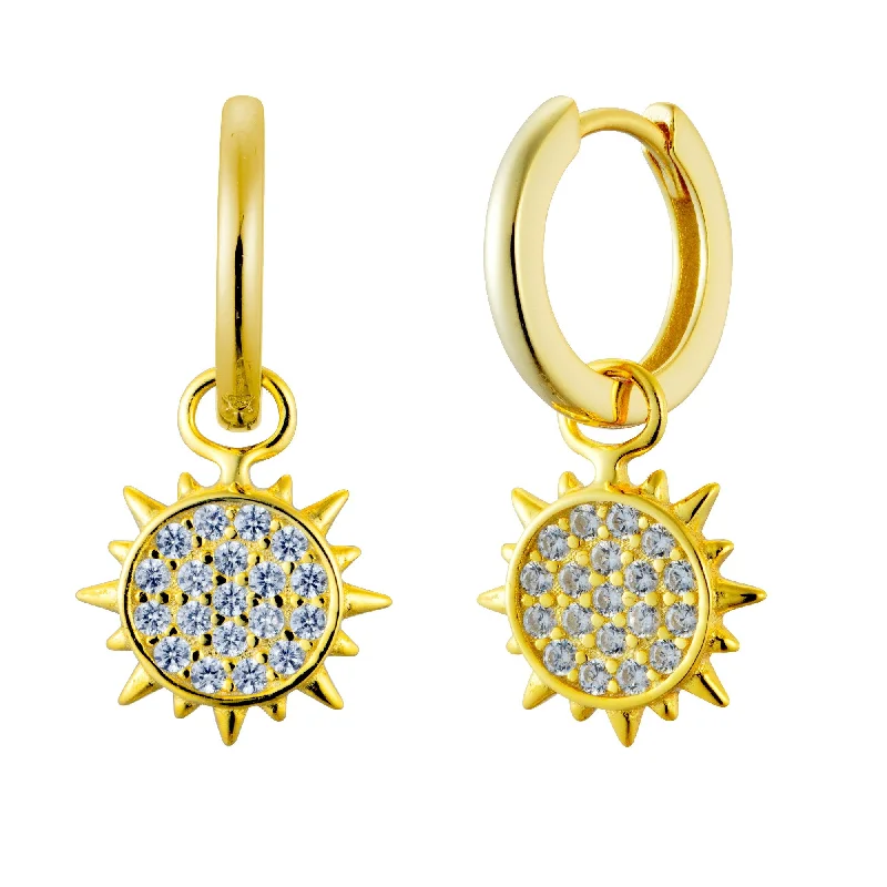 Women’s sparkly earrings-Crystal Sun Celestial Hoop Earrings